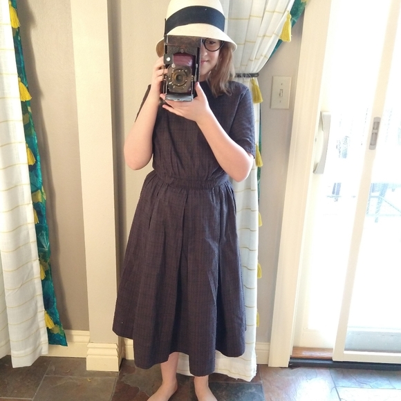 midcentury LANZ cotton shirtwaist dress 1960's XS - Picture 2 of 9